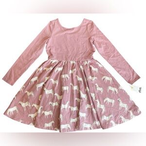 TEA COLLECTION: Horse Herd Ballet Skirted Dress, Pink/White. Size 12. NEW!